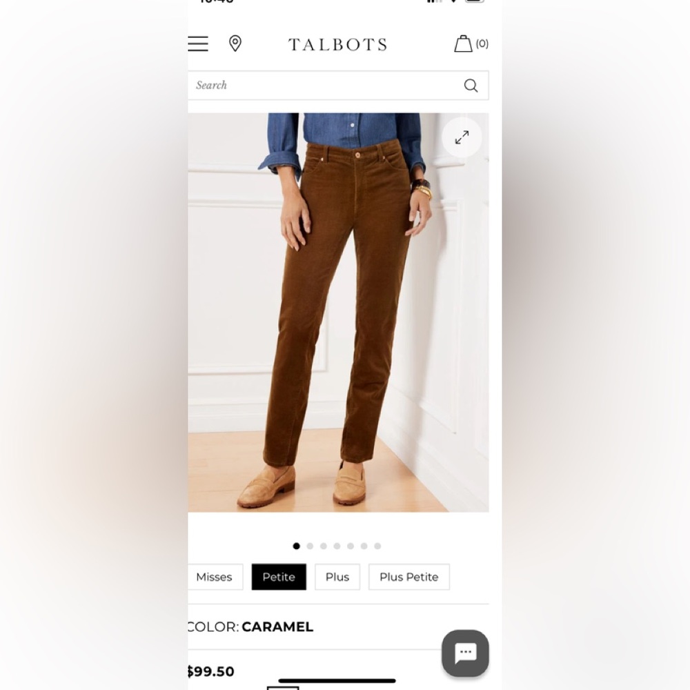 Talbots stretch corduroy light weight carmel color corduroy slacks w/spandex. - Picture 11 of 11